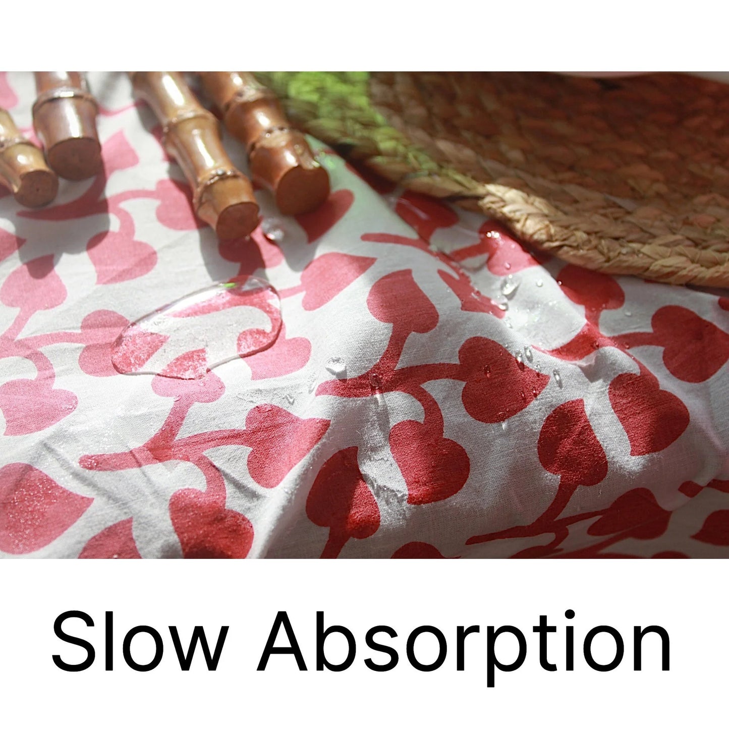 60” x 90” Cotton Pink Floral Block Print Tablecloth